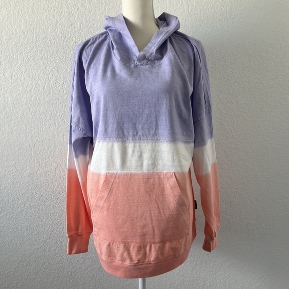 NWOT Spirit Jersey 100% Cotton Oversized Colorblock Ombre Hoodie in Size Medium - Picture 3 of 12